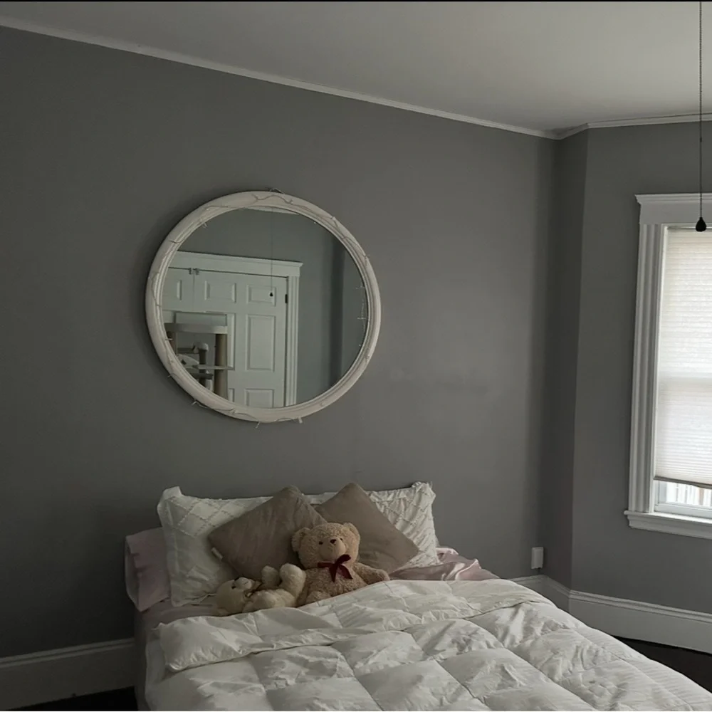 Elegant White Round Wall Mirror